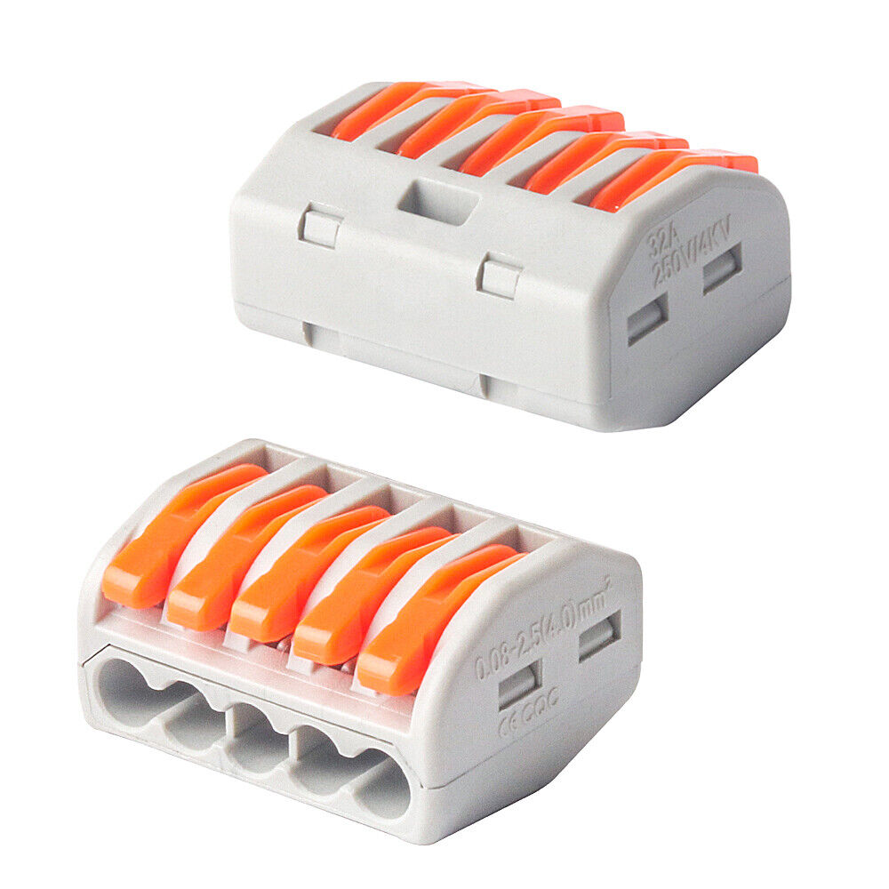 50 PCS 5-Pin Way Reusable Terminal Block Lever Nut Home Wire Connectors PCT-215