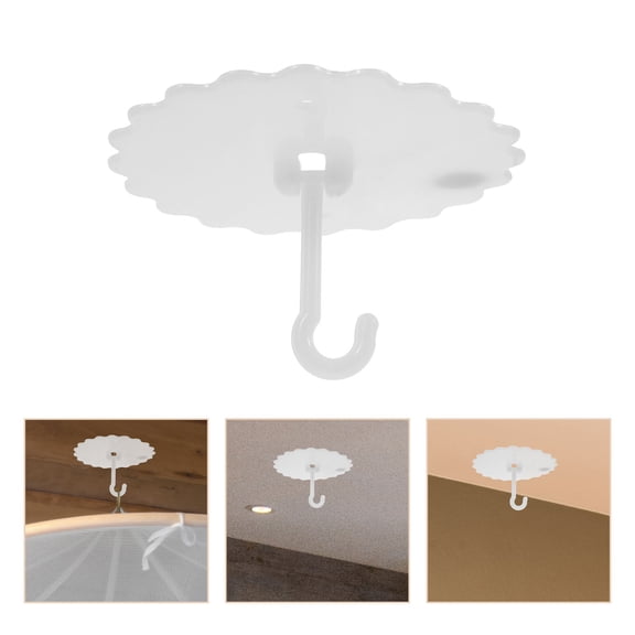 jojofuny 4Pcs Removable Wall Hooks Ceiling Hooks Plastic For Renters Ceiling Use