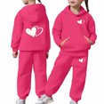 thumbnail image 5 of JAJAHO Girls Sweatsuit 2 Piece Outfits Heart Printed Long Sleeve Hoodie And Sweatpants Jogger Set For Kids 2-13Y, 5 of 6