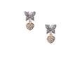 thumbnail image 2 of Delight Jewelry Small Rose Goldtone Heart with Clear AB Crystals Silvertone Antiqued Butterfly Post Earrings, 2 of 4