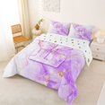thumbnail image 2 of Manfei 3D Cartoon Bownot Print Full Size Comforter Sets,White Purple Monogrammed E Bedding Comforter Set,Polkadot Reversible,3 Pieces,1 Comforter and 2 Pillowcases, 2 of 7
