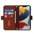thumbnail image 5 of Jiahe Cover for iPhone 14, Wallet Phone Case with Card Holder,Shockproof Magnetic with Adjustable Shoulder Strap Slip Leather Stand Built-in Mirror Full Body Protector Cover, brown, 5 of 6