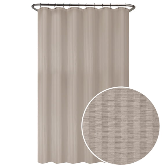 Zenna Home Waterproof Fabric Shower Curtain or Liner, 70" x 72", Striped Linen