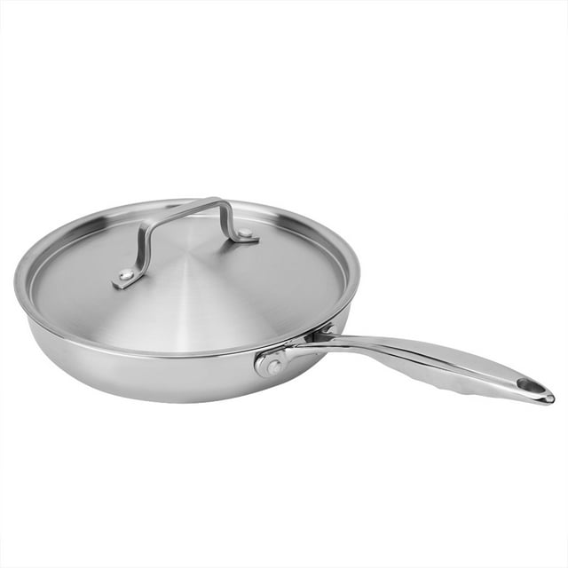 Frying Pan, 304/403 Stainless Steel Three Layer 24cm Steel Flat Pan, Steel Non-Stick Pan For Home Restaurant