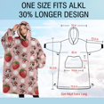 thumbnail image 4 of Oversized Wearable Blanket Hoodie,Pink Cow Strawberry Hat Pattern Sherpa Blanket Hoodie with Super Pockets,Super Warm Fuzzy Pullover for Women & Men, 4 of 6