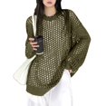 thumbnail image 3 of HBFAGFB Chandails à Manches Longues pour Femmes Col Rond Chandail en Maille Hauts Tendance Blouse Verte Taille Unique, 3 of 6