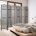 thumbnail image 4 of Fionafurn 6 Panel Carved Room Dividers Folding Screen Freestanding Wooden Room Separation,Gray, 4 of 7
