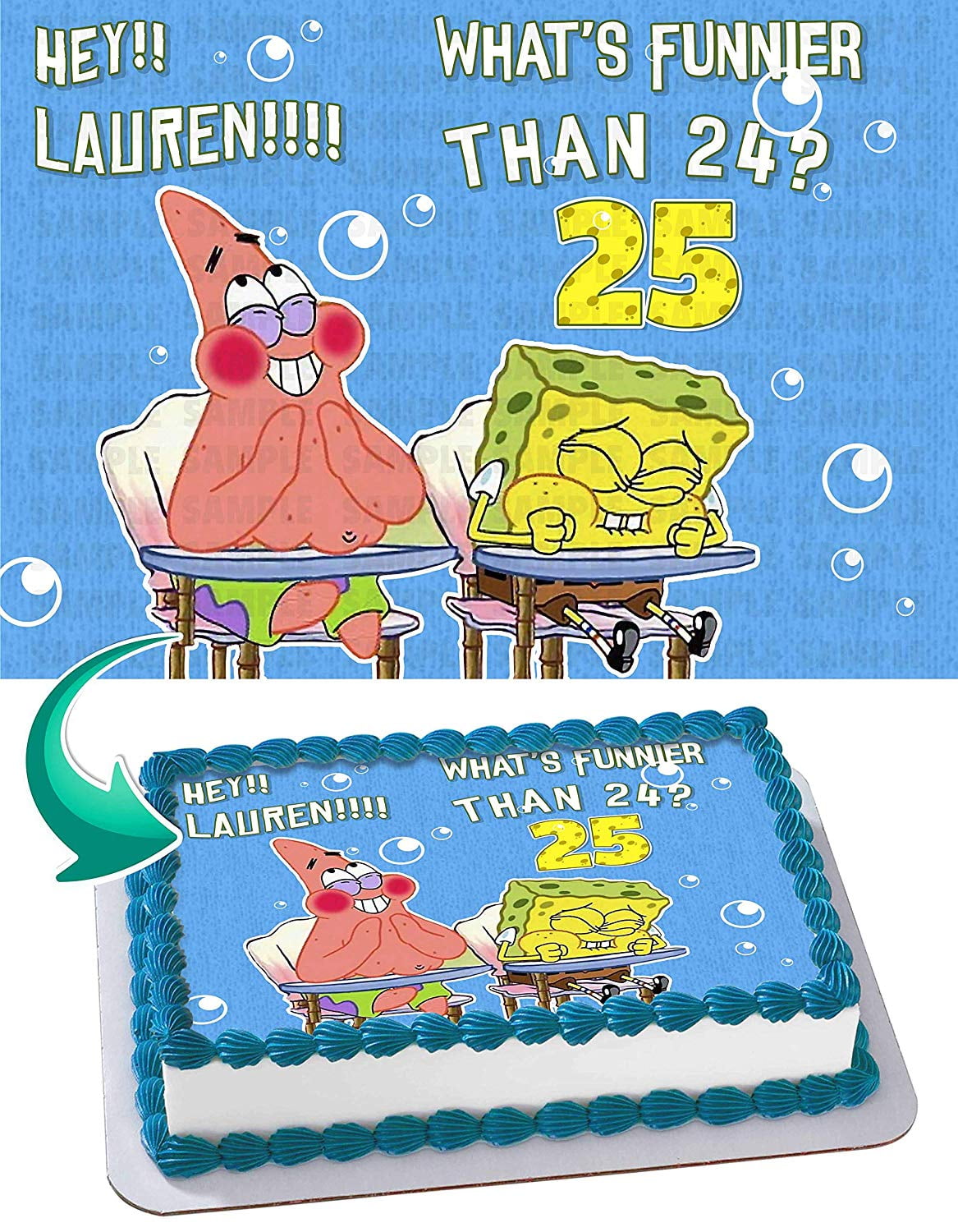Spongebob Whats funnier than 24 Edible Cake Image Topper