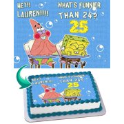 Angle View: Spongebob Whats funnier than 24 Edible Cake Image Topper Personalized Birthday Party 1/4 Sheet (8"x10.5")