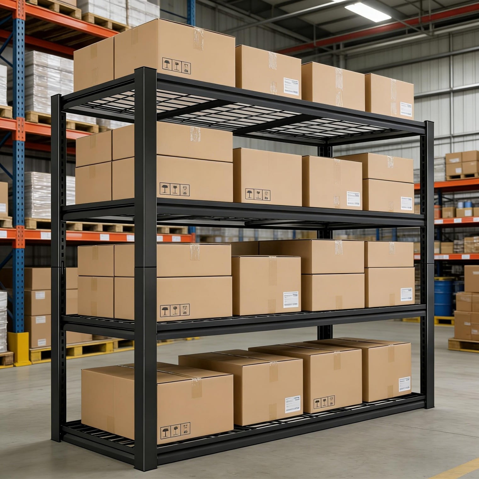 Garage Shelving Unit 5 Tier, Heavy Duty Metal Storage Rack 2240 lbs, Adjustable Wire Mesh Shelves for Garage Basement Warehouse, Black