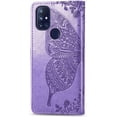 thumbnail image 6 of OnePlus Nord N200 5G Flip Case, Mantto Bling Diamond Butterfly Embossed Flowers PU Leather Magnetic Flip Cover Stand Card Holders Hand Strap Wallet Purse Case for OnePlus Nord N200 5G, Lightpurple, 6 of 7
