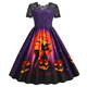 thumbnail image 1 of Nuevo vestido de Halloween 2022 para mujer, vestido de fiesta con estampado de calavera de calabaza y encaje de manga corta con retazos, Pesadilla antes de Navidad, 1 of 5