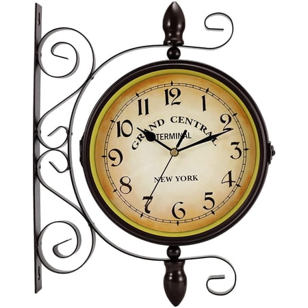Double Sided Wall Clock 8 " Vintage Clock Wall Mounted | 360 degree Rotation Antique Wall Clock, Silent Double Sided Wall Clock 8 Vintage Clock Wall Mounted | 360 degree Rotation Antique Wall Clock - cbd