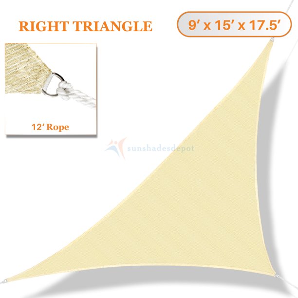 Sunshades Depot 9 X 15 X 17 5 Sun Shade Sail Right Triangle Permeable Canopy Tan Beige Custom Size Available Commercial Standard Walmart Com Walmart Com