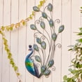 thumbnail image 2 of LuxenHome 29.5-Inch H Peacock Metal and Glass Outdoor Wall Decor, 2 of 5