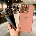 thumbnail image 6 of Compatible with iPhone 14 Pro Max Case Cute, Luxury Plating Heart Phone Case, Electroplated Edge Bumper Case for Women Girls Soft TPU Shockproof Camera Protective Back Cover - White, 6 of 10