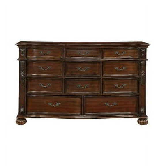 Traditional Adelina Dresser with Serpentine Front and Cherry Finish