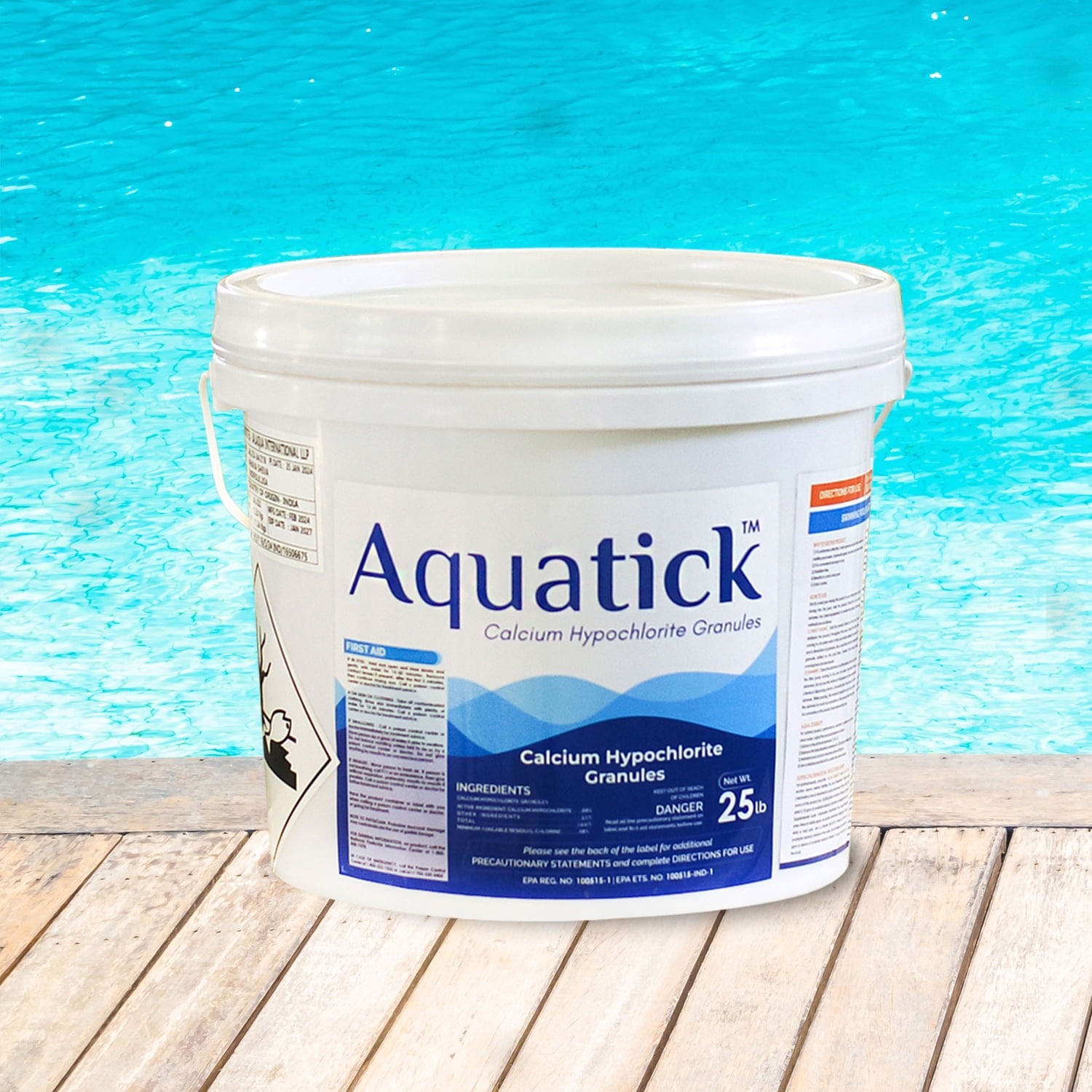 Aquatick Pool Shock 68% Calcium Hypochlorite – 25 LB Chlorine Granules for Swimming Pool, Spa & Hot Tub – Fast-Dissolving Algaecide & Bacteria Eliminator – Powerful Pool Sanitizer Clean & Clear Water