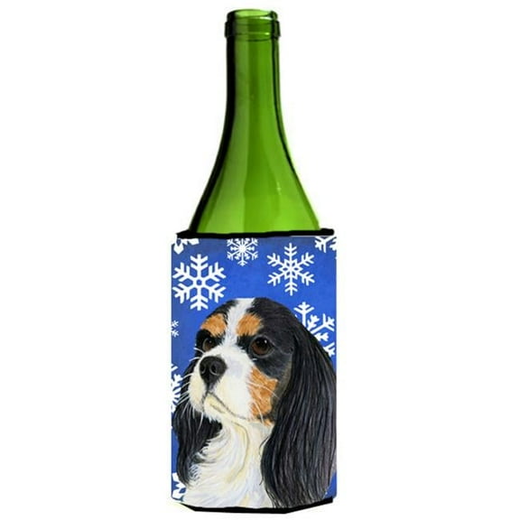 Cavalier Spaniel Winter Snowflakes Holiday Wine bottle sleeve Hugger - 24 oz.