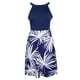 thumbnail image 2 of Vestido bohemio floral sin mangas con cuello halter para mujer para fiesta de noche Azul Blanco XL, 2 of 9