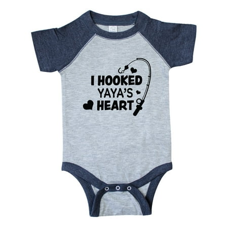 

Inktastic I Hooked Yayas Heart with Fishing Rod Gift Baby Boy or Baby Girl Bodysuit