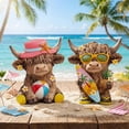 thumbnail image 5 of ZYXWVU 2 Piece Summer Bull Figurines Wooden Beach Style Farm Animal Statues Gift for Calf Lovers Home Shelf Mantel Decor Rustic Coastal Tabletop Ornament, 5 of 5