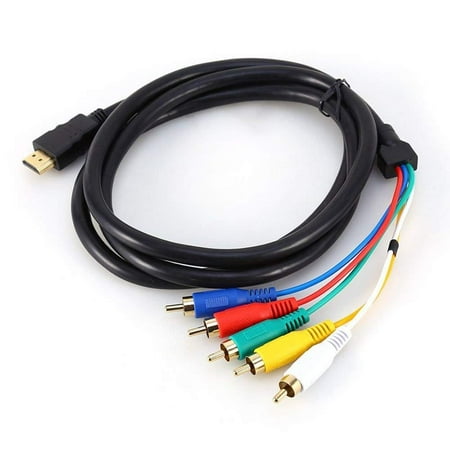 HDMI to RCA Cable, HDMI Male to 5 RCA Male Connector Video Audio AV Component Cord for HDTV DVD 1080P Plasma TV LCD Projectors
