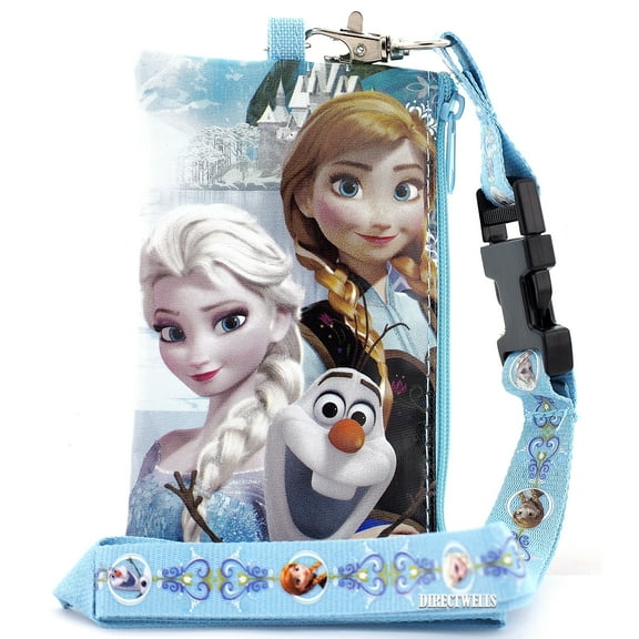 Disney Frozen Anna Elsa and Olaf Snow Blue Lanyard with Detachable Coin Purse