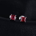 thumbnail image 2 of Jewelrypalace Princess Cut 0.6ct Created Red Ruby Stud Earrings 925 Sterling Silver, 2 of 6