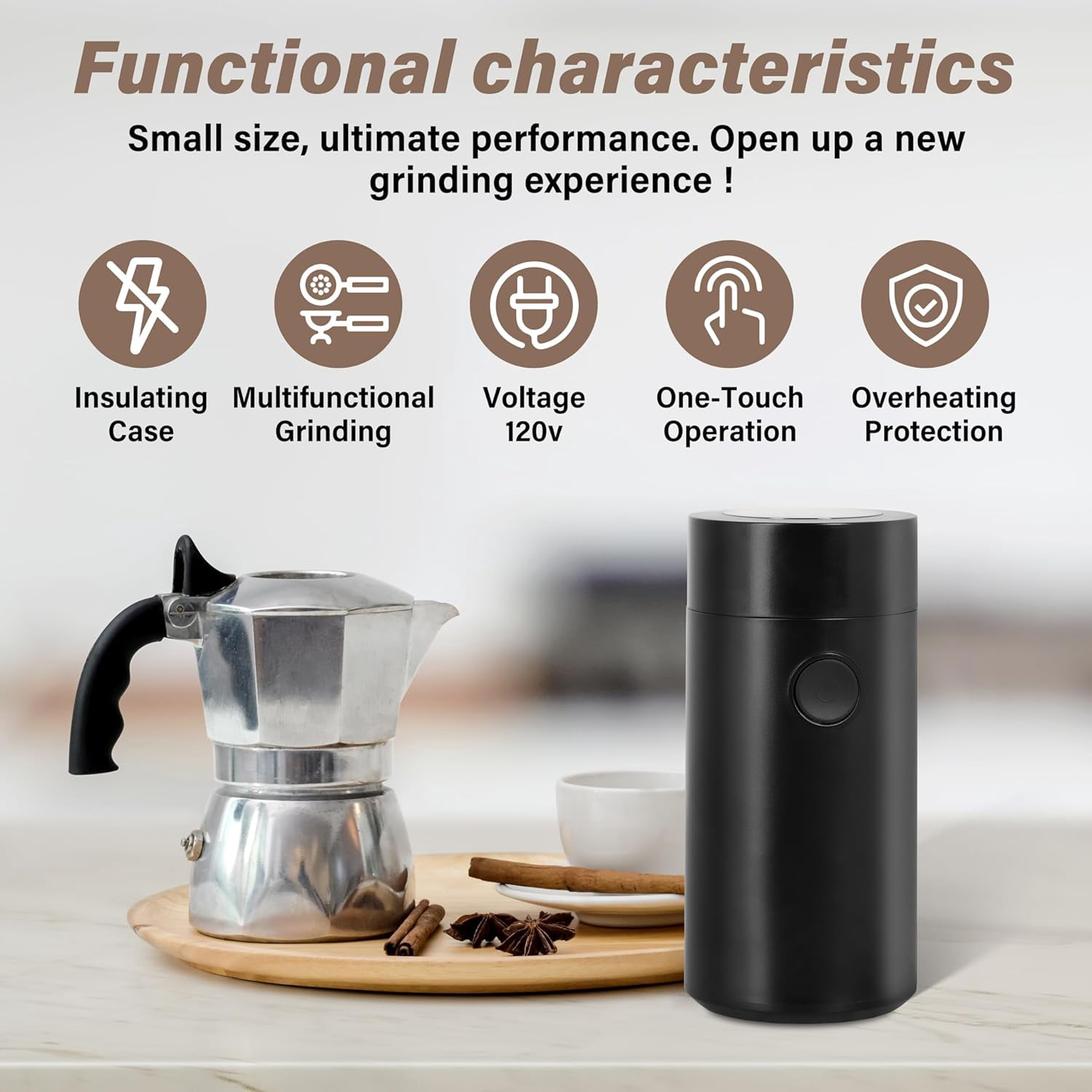 YSSOA Electric Coffee Grinder for Home, Coffee Bean & Spice Grinder, One-Touch Control, Stainless Steel