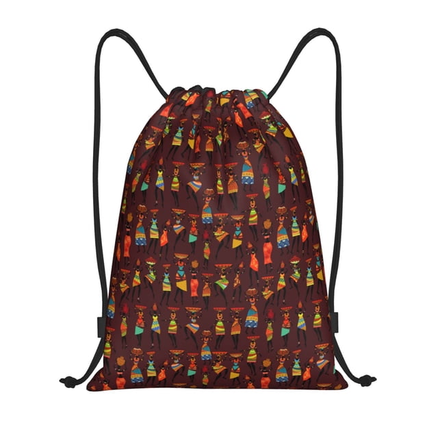 Xecao Dancing African Women1 Pattern Sports Drawstring Backpack - String Swim Gym Bag with Wet Proof Pocket for Women&Men-Small