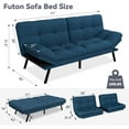 thumbnail image 2 of Convertible Futon Sofa Bed, 71" Memory Foam Futon Couch with Detachable,Adjustable Backrest,Linen Fabric Folding Small Loveseat Sleeper for for Living Room,RV,Office,Apartment,Pure Blue, 2 of 9