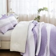 thumbnail image 2 of King Size Quilt Set Lavender, 3 Pieces Purple Ultra Soft Lightweight Bedspreads & Coverlets Set, Patchwork Striped Quilted Bedding Sets for All Seasons (1 Quilt, 2 Pillow Shams), 2 of 8