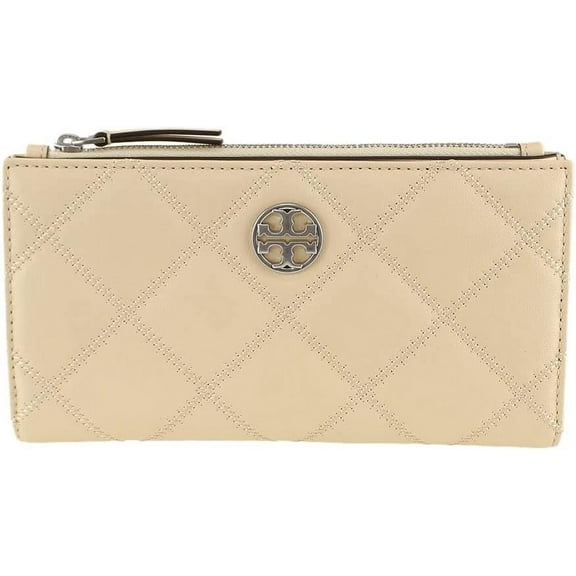 Tory Burch Women's Willa Slim Envelope Glazed Quilted Leather Wallet (New Cream)