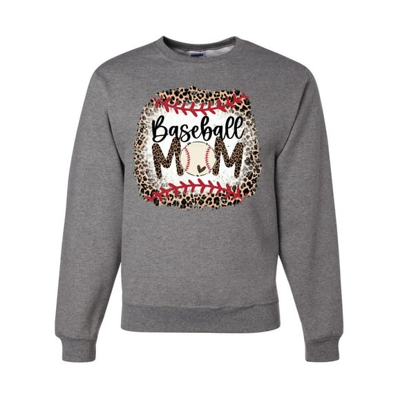 Baseball Mom Jaguar Print Sports Unisex Crewneck Graphic Sweatshirt, Heather Grey, Medium