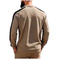 thumbnail image 4 of IYTR Mens Long Sleeve Crewneck Sweatshirt Colorblock Casual Athletic Workout Sport Gym Running Sweatshirts Pullover (Khaki,S), 4 of 4