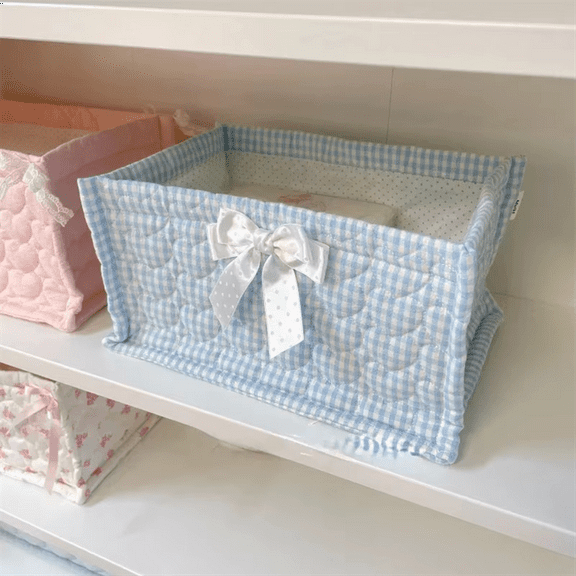 1PCS Square Storage Basket Desktop Organizer Storage Basket Home Decoration Quilted Storage Basket Cute Storage Frame,F,1 * Square Fabric Storage Basket
