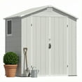 thumbnail image 5 of Homall 6x4ft Outdoor Plastic Storage Shed with Window,Weather-Resistant, Easy Assembly, Wood-Effect Garden Tool House,Light Gray, 5 of 8