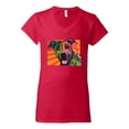 thumbnail image 2 of Cute Smiling Neon Pitbull Dog Breed Dog Lover Womenâ€™s Standard V-Neck Tee, Red, X-Large, 2 of 3