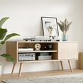 thumbnail image 6 of Cozy Castle 50-Inch TV Stand, Modern Entertainment Center with Charging Station, Oak, 6 of 9