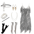 thumbnail image 5 of Vestidos de cosplay de los años 20 para mujer, vestidos con borlas y tirantes, vestidos de fiesta de cóctel con flecos, vestidos estilo flapper con accesorios para la diadema, 5 of 5