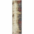 thumbnail image 6 of 2' X 8' Beige Tan Brown Blue Purple Red Orange Gold And Green Abstract Power Loom Stain Resistant Runner Rug, 6 of 6