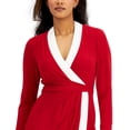 thumbnail image 3 of Kasper Womens Colorblock Midi Wrap Dress, 3 of 4