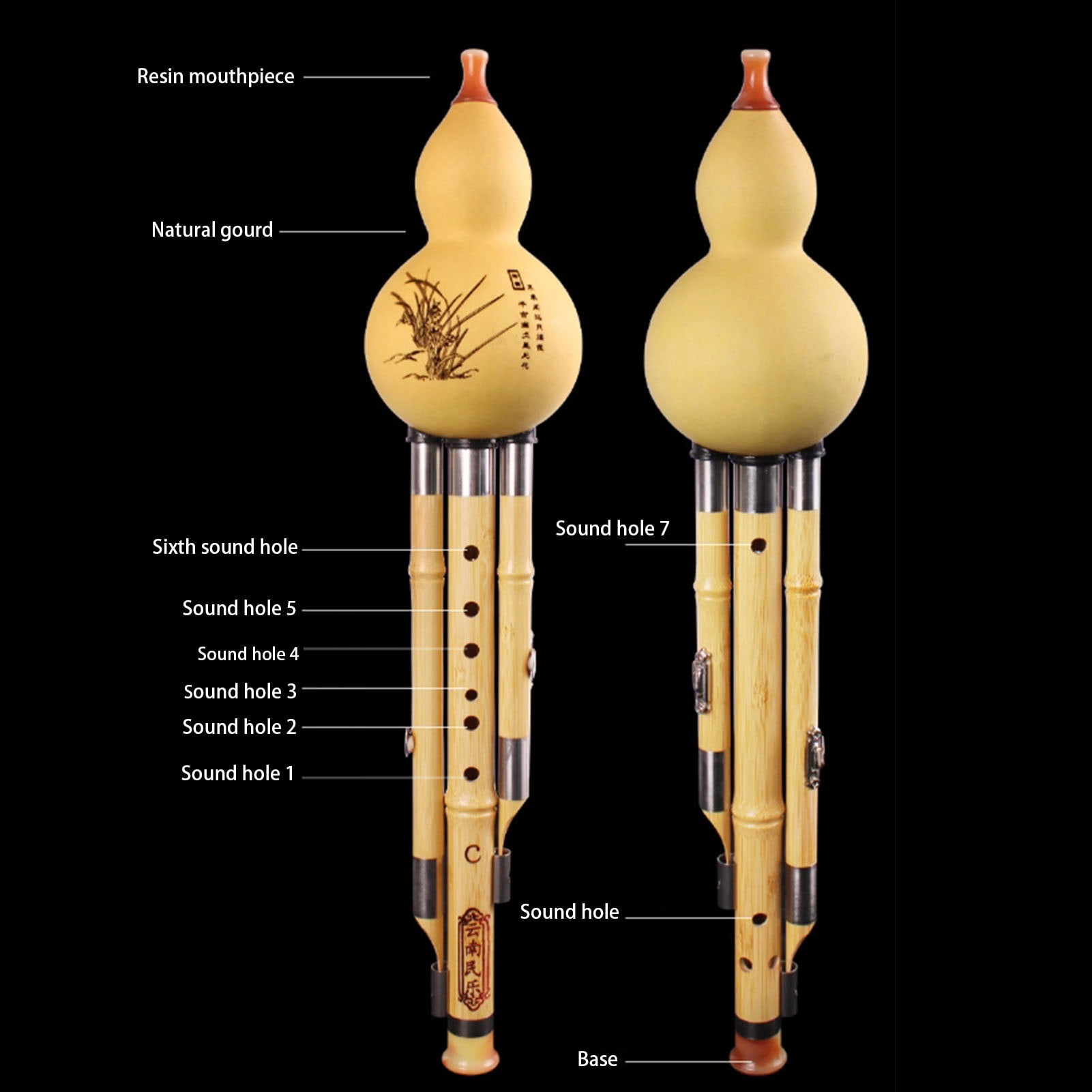 Hulusi Bamboo Pumpkin Flute Ethnic Musical Instrument for Beginners Music Lovers