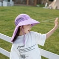 thumbnail image 4 of Huowey Boys Kids Sun Hats Kids Sun Protection Upf50+ Bucket Hat Toddler Summer Beach Play Hats With Neck Flap Safari Hat,Purple,One Size, 4 of 6