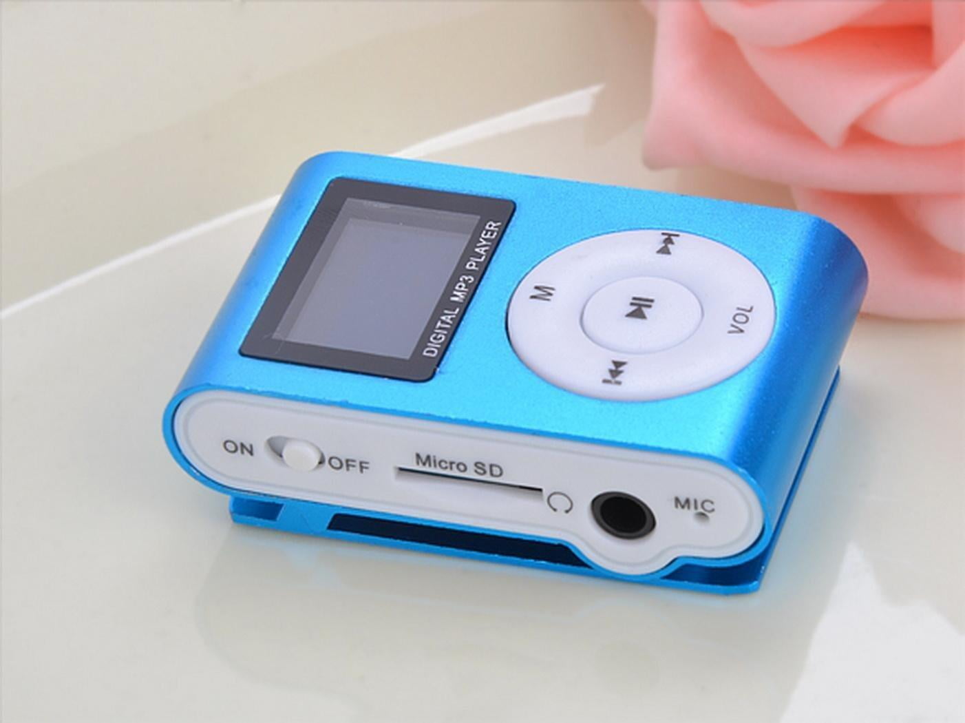 Metall Clip MP3 Stereo blau Mini Player FM Radio LCD Display Micro SDHC MicroSD 