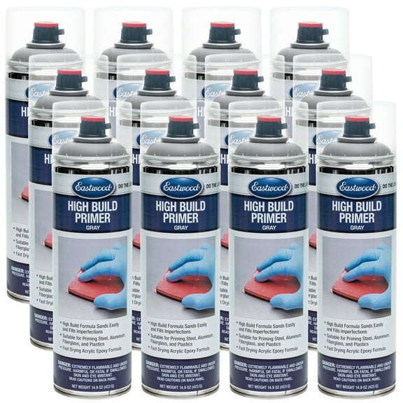 Eastwood High Build Primer Gray 14.9 Oz. Aerosol for Steel Aluminum Plastics - 12 Pack