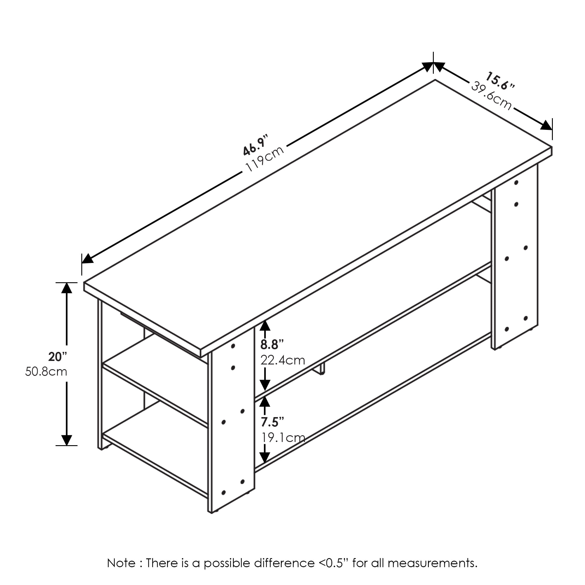 Furinno JAYA Engineered Wood TV Stand for TV up to 55" in Espresso
