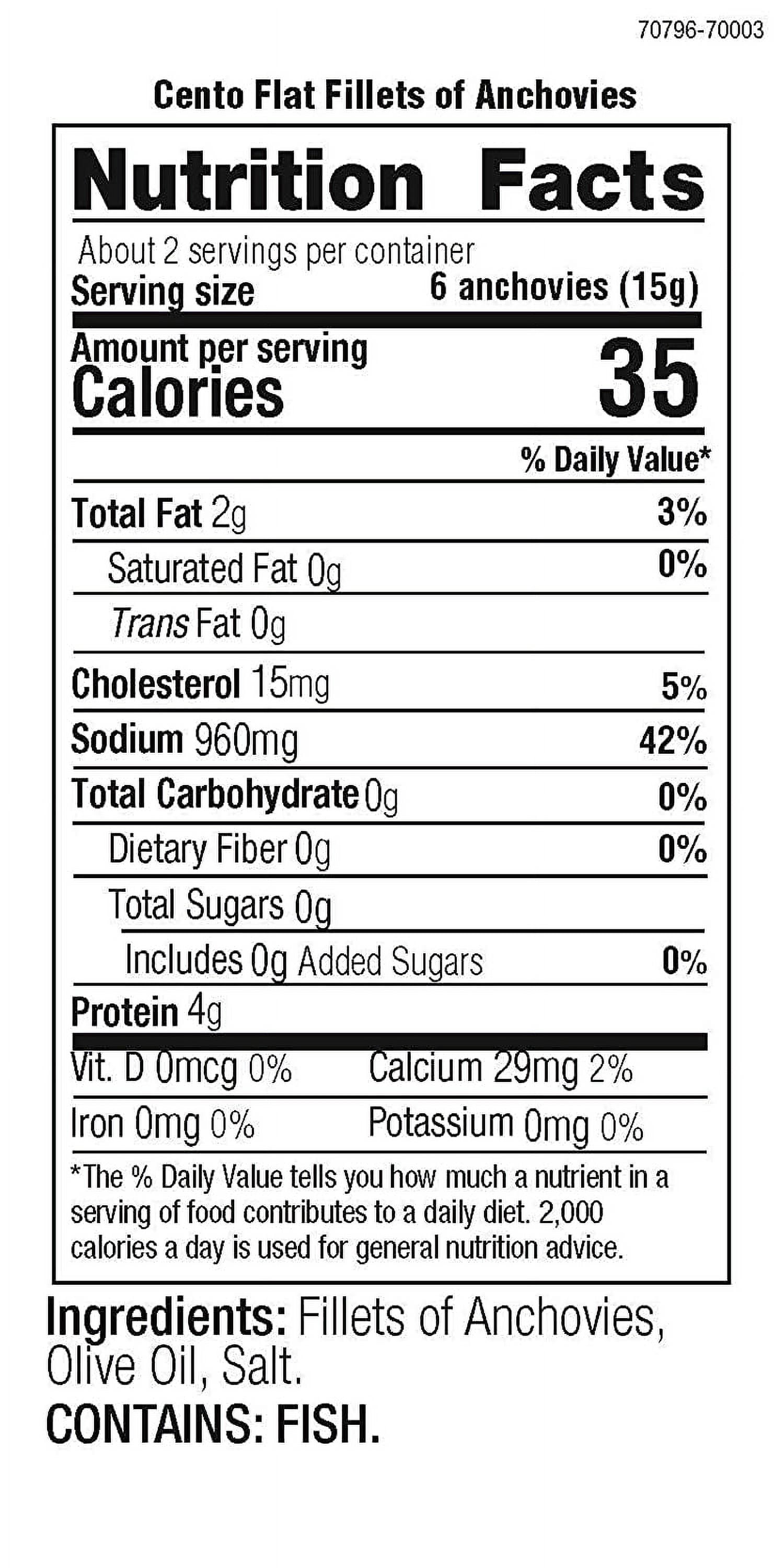 Cento Flat Anchovies in Olive Oil, 2 oz Tins (Pack of 25)