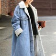 thumbnail image 4 of Winter Womens Jean Jacket Thicken Warm Long Denim Coat Punk Outwear, 4 of 6